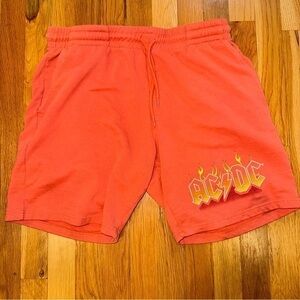 Men's‎ AC/DC Orange Big Logo Comfortable Stretchy Shorts Fleece Inside. Size M